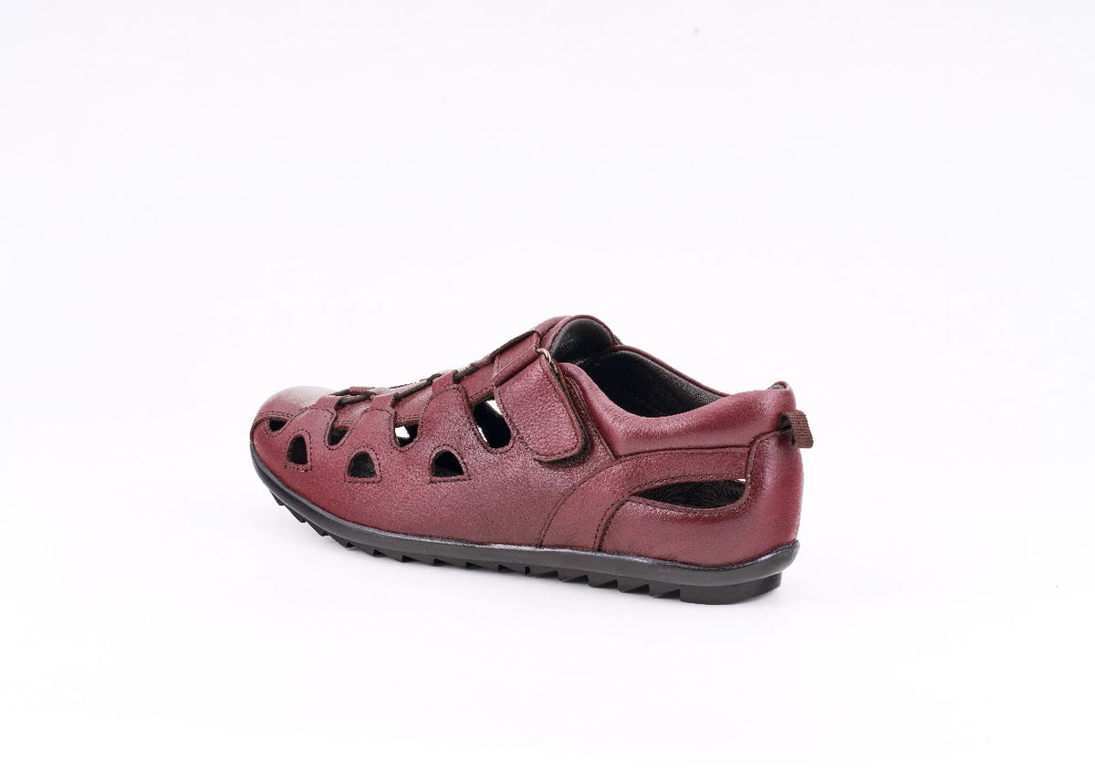 Premium Crafted Genuine Leather Roman Sandals - 1078CHRY & BK