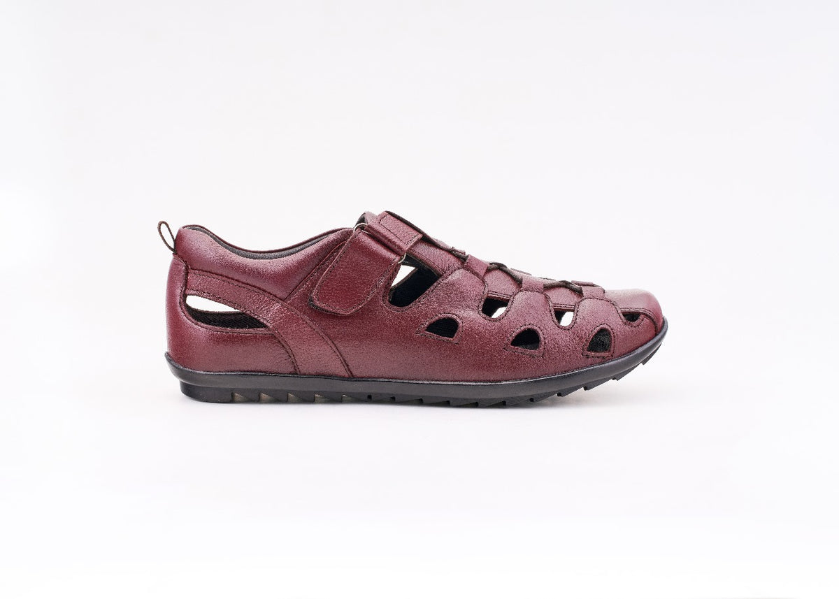 Premium Crafted Genuine Leather Roman Sandals - 1078CHRY & BK